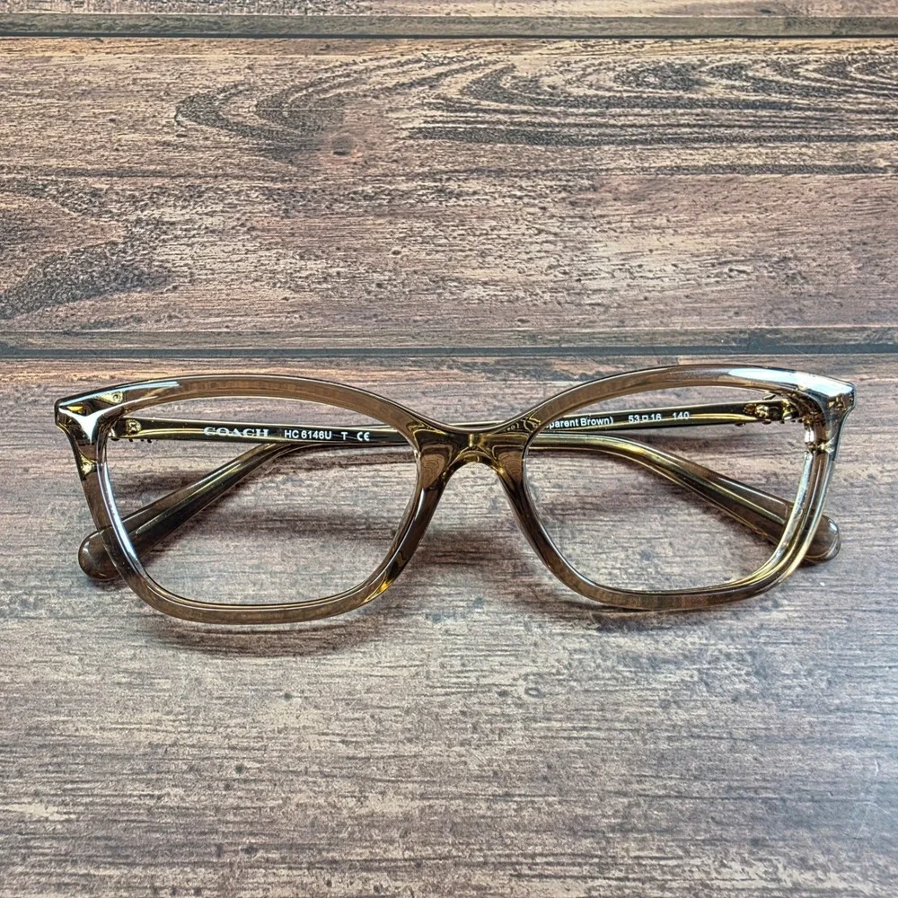 Coach HC6146U Transparent Brown Cat Eye Eyeglass Frames 53-16-140 Designer
